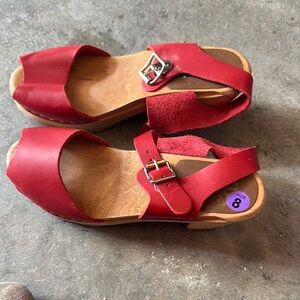MIA Red Mules with Cross-Strap Design